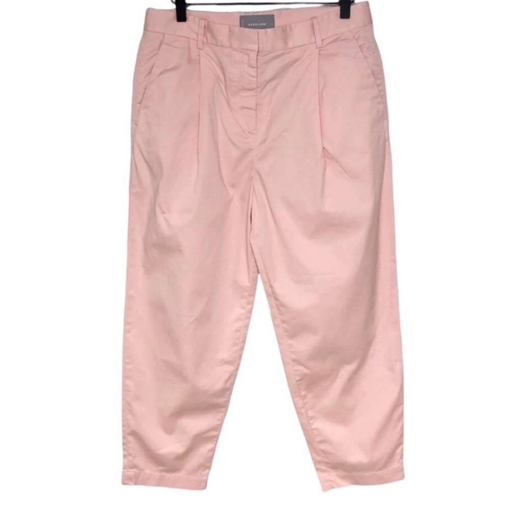 Everlane Slouchy Chino Pants Cropped Pleated Pink Size 6 Ankle Lengtb - Picture 4 of 11